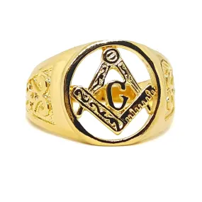 (1-3157-h5) Gold Overlay Masonic Ring for Men.