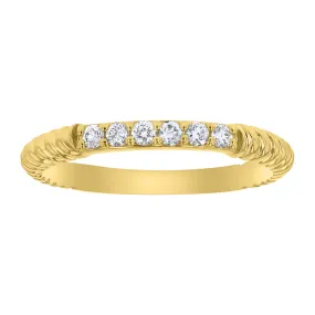 14k Yellow Gold Diamond Band With Rope Detail