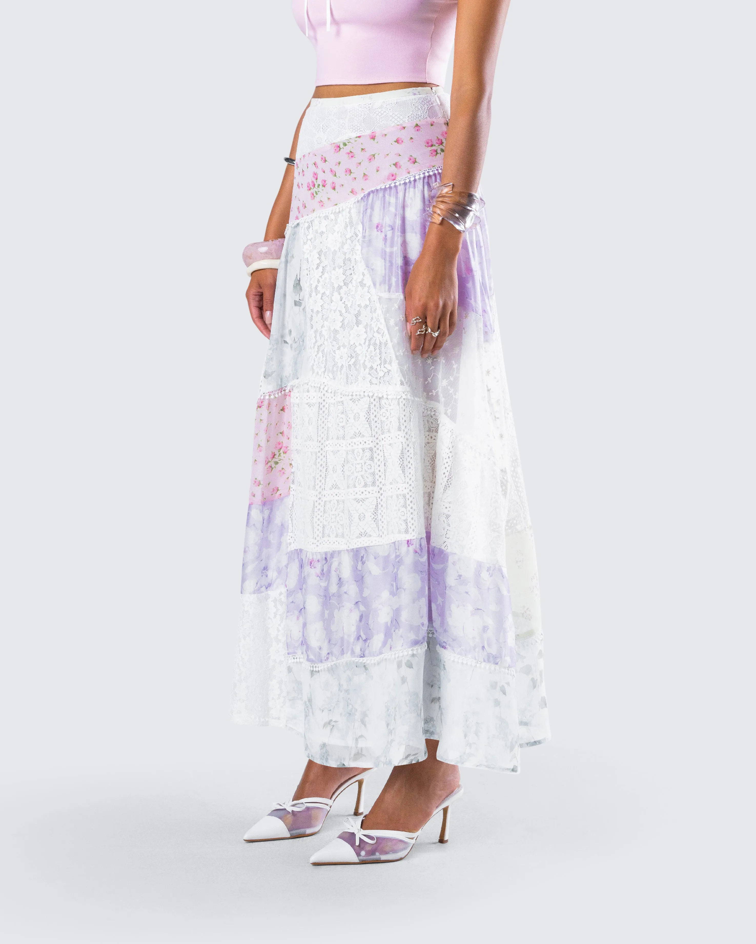 Abby Multi Floral Print Maxi Skirt