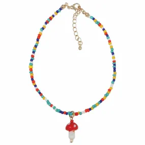 Anklet - Multicolor Mushroom Charm Anklet