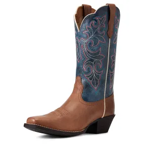 Ariat Womens Round Up Square Toe Storming Brown/Singing The Blues