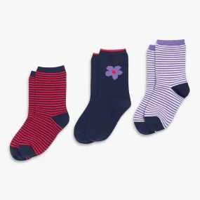 Crew sock 3-pack in violet mix