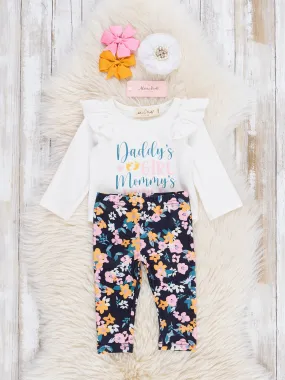 Floral Daddy's Girl, Mommy's World Bubble Outfit