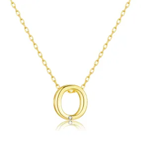 Gold Plated Initial Necklace Letter O Created with Zircondia® Crystals