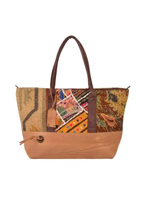 KREW - KILIM & LEATHER PATCHWORK BAG