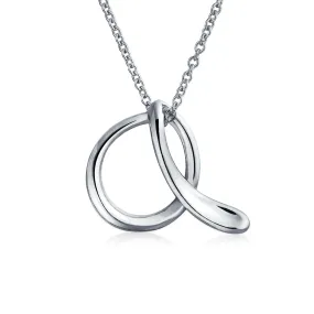 Letter Alphabet Script Initial Pendant Necklace .925 Sterling Silver