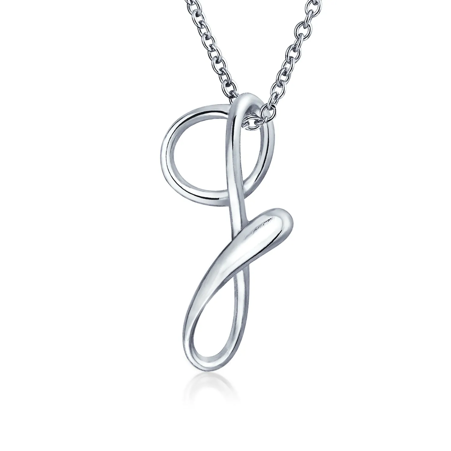 Letter Alphabet Script Initial Pendant Necklace .925 Sterling Silver