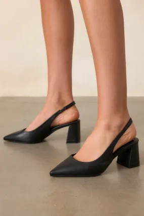 Lost Your Chance Black Pointed-Toe Slingback Heels