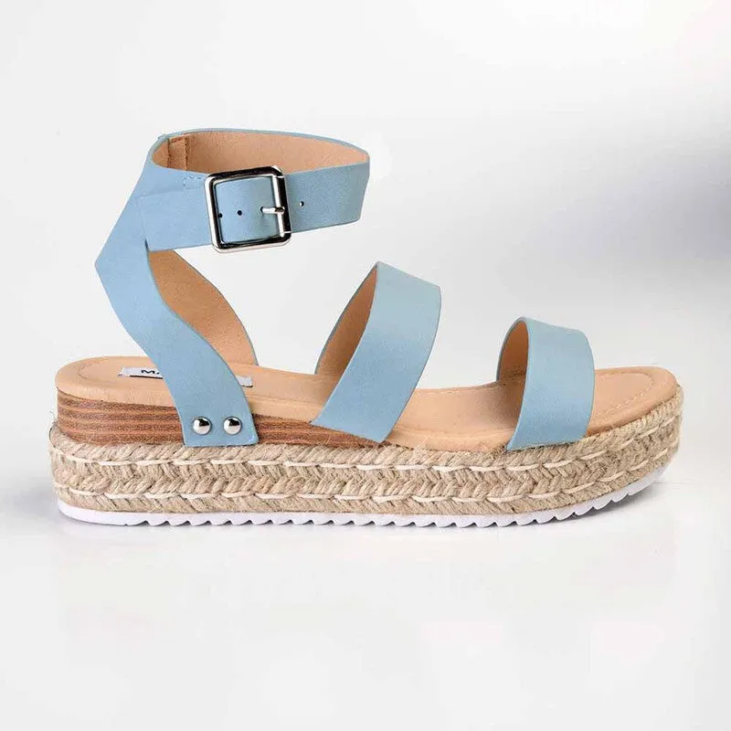 Madison Cassie Double Strap Espadrille Sandals - Denim Blue