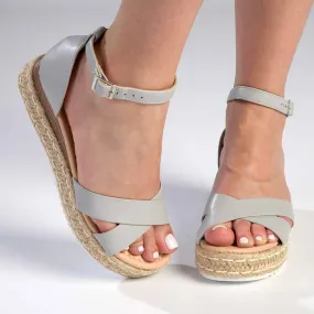 Madison London Espadrille Comfort Sandals - Grey