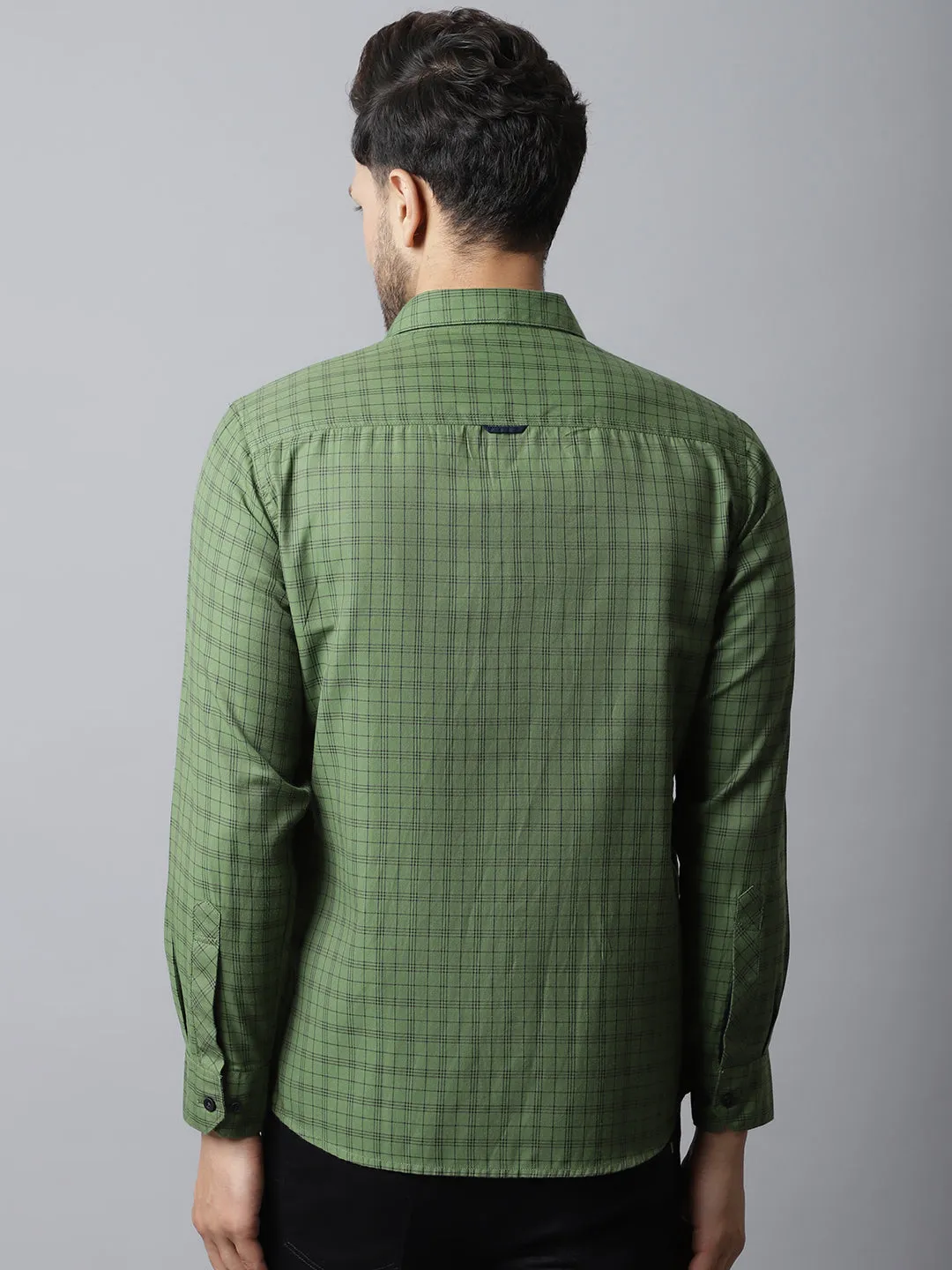 Men's Green Casual Medium Checks Full Sleeve Shirt