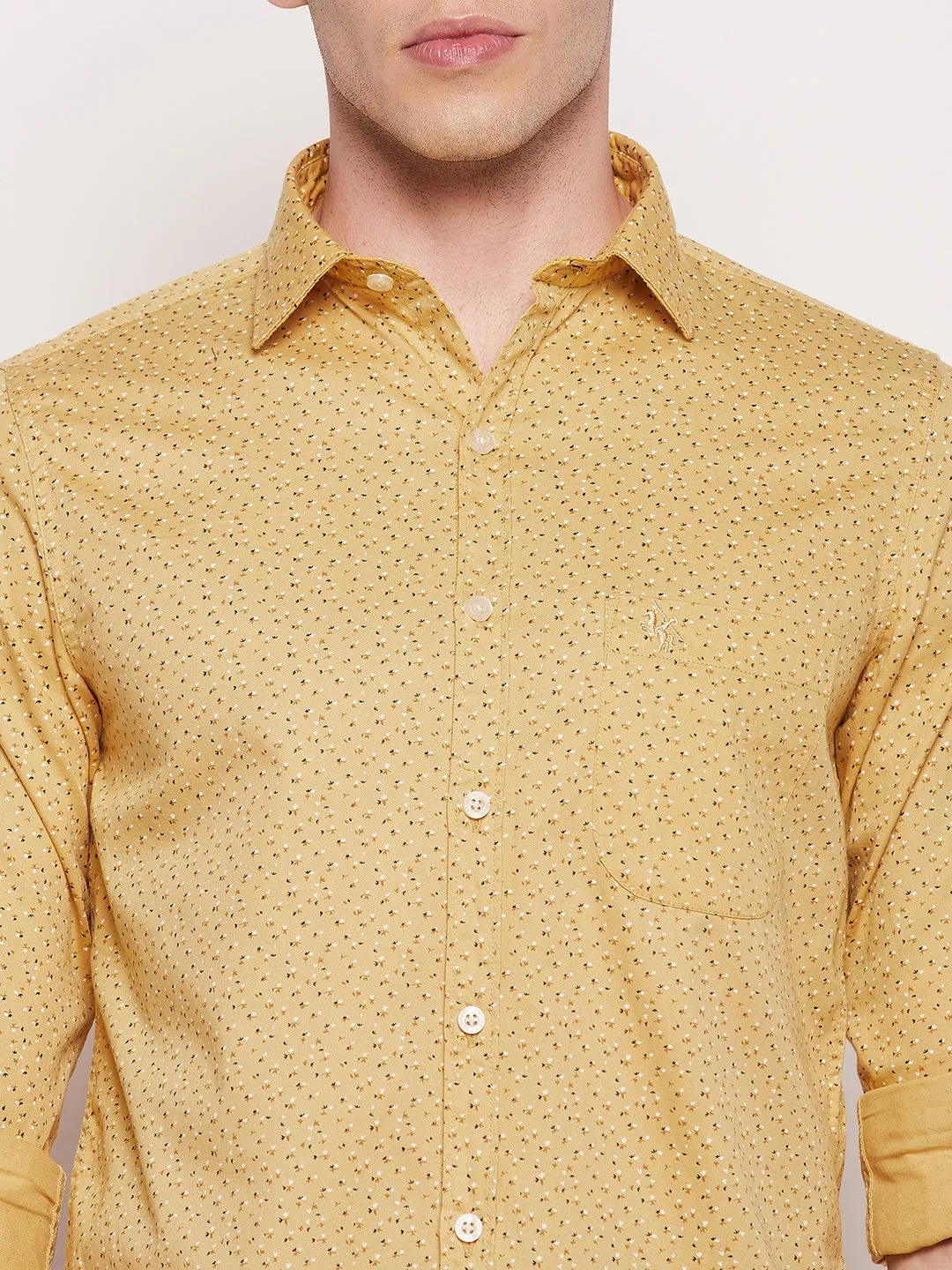 Men's Lemon Casual Ditsy Print Full Sleeve Shirt