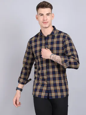 Men's Mustard Casual Big Checks Full Sleeve Shirt