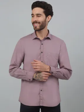 Men's Purple Casual Plain Stretch Full Sleeve Shirt