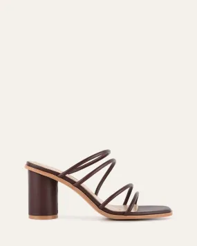 NAOMI MID HEEL SANDALS CHOCOLATE LEATHER