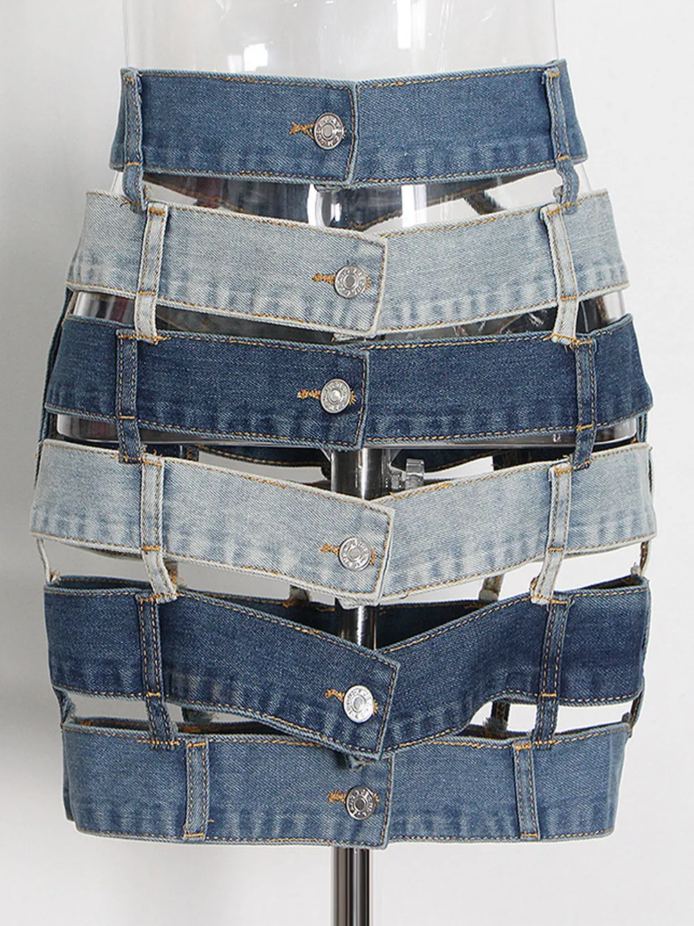 Patchwork Denim Skirt