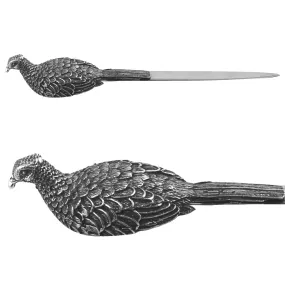 Pheasant Pewter Letter Opener Knife