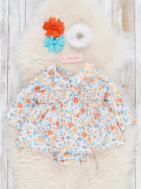 Sweet Orange Smocked Vintage Garden Bubble