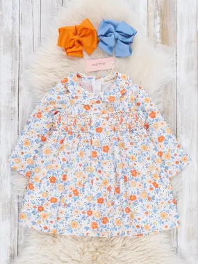 Sweet Orange Smocked Vintage Garden Dress