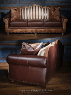 Western Harness Brown Leather Sofa